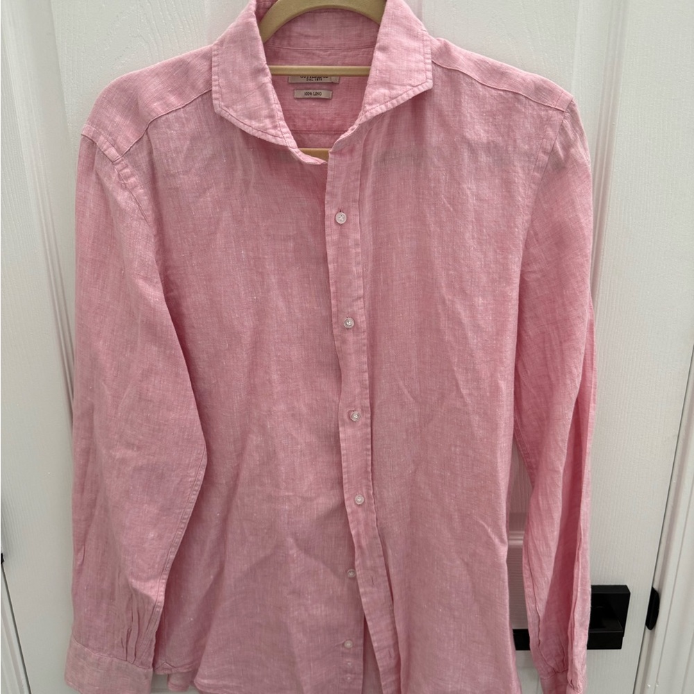 Pink Casual Button Down Shirt Lightweight Fabric